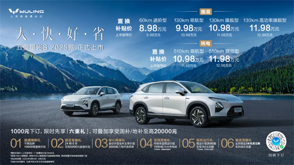 置換補貼價8.98萬元起！五菱星光S 2025款正式上市，以「大快好省」打造全場景家庭出行體驗！